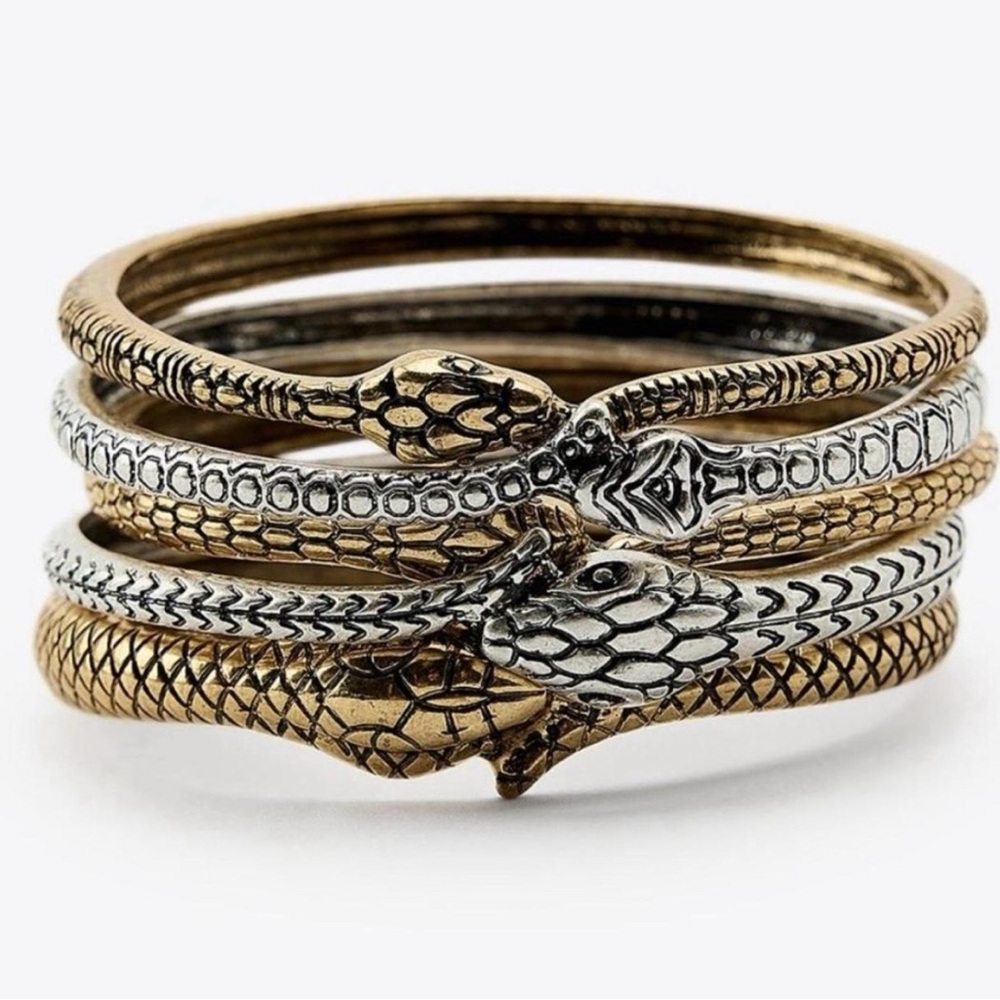 Zara Gold and Silver Snake Bracelets